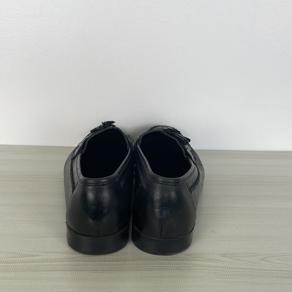 Nunn Bush men's black leather woven pinch toe loafer with tassel Size 11 - Picture 4 of 10